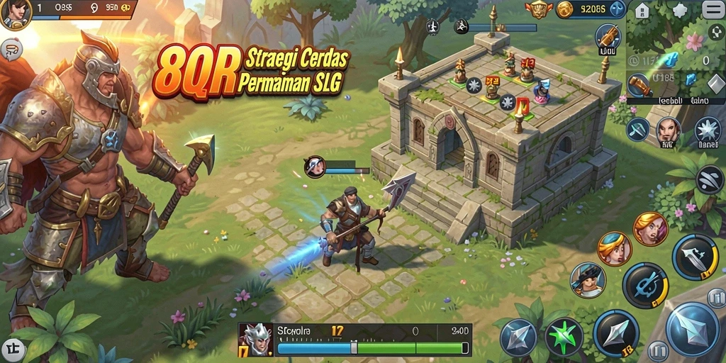 Tangkapan layar gameplay menarik dari 8QR yang menunjukkan strategi SLG.