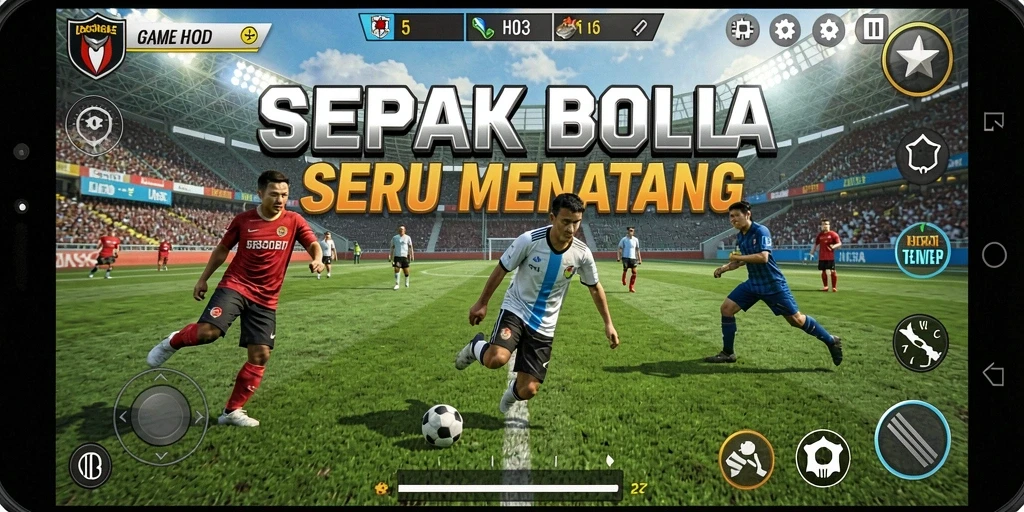 Tampilan gameplay H03 yang menegangkan dalam pertandingan sepak bola.