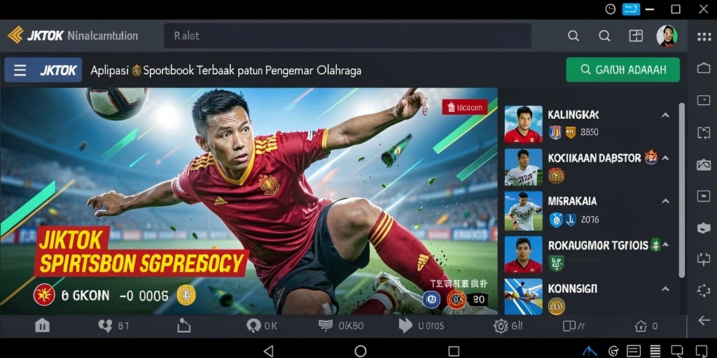 Tampilan utama JKTOK dengan antarmuka yang menarik untuk taruhan olahraga.