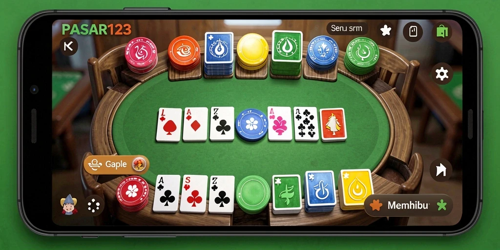 Tampilan gameplay seru dari PASAR123 saat bermain Gaple.