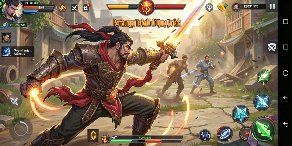 Tampilan gameplay mendebarkan di arena pertarungan PLUTO88.