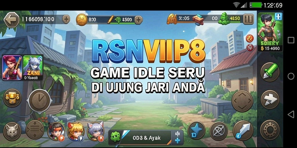 Tangkapan layar gameplay RSNVIP8 menunjukkan aksi Idle yang seru dan interaktif.