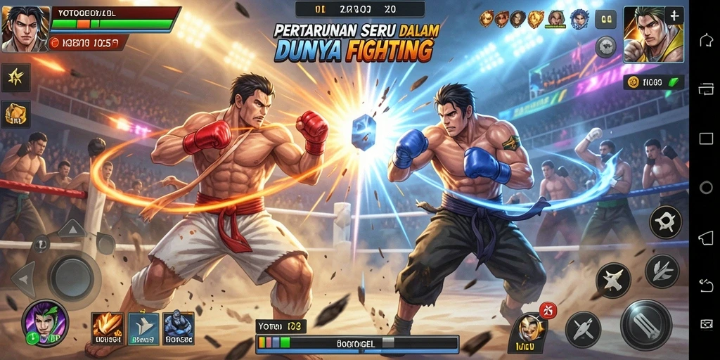 Tampilan aksi seru gameplay YOTOGEL dalam pertarungan Fighting.